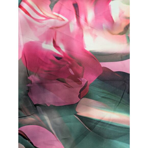 Elegant pink & green one shoulder plus size cocktail dress  by X Plus size XL - Picture 6 of 12